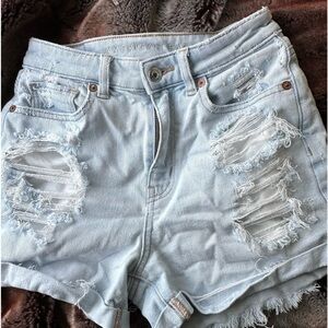 American Eagle short shorts.  Stretch Jeans. Size 0. Light jean color.
